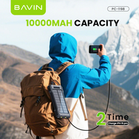 BAVIN Banque d'alimentation portable d'extérieur PC1198 5 sorties Vente en gros Charge rapide 10000mah 22.5w Panneaux lumineux LED Chargeur solaire Banque d'alimentation