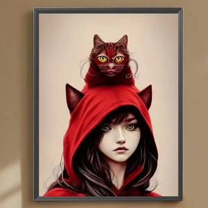 Vente en gros 40*50cm plein rond 5D acrylique décoration murale diamant peinture DIY mystérieux chat <span class=keywords><strong>homme</strong></span> motif décor à la maison diamant peinture - Product Image 2