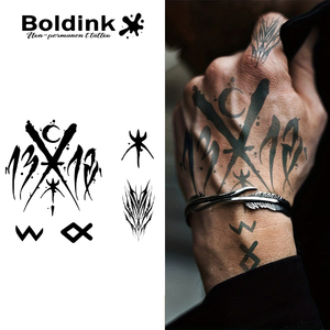 <span class=keywords><strong>Tatuaje</strong></span> Semipermanente Boldink Personalizado, Número 13 Gótico, Diseño de Luna, Arte Corporal, Resistente al Agua, Larga Duración (2 Semanas), Tinta Jagua - Product Image 1