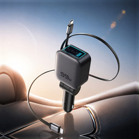 Chargeur de voiture rétractable 99W avec logo personnalisé gratuit, mini 5 ports, 75 cm, type C 45W PD PPS, charge super rapide, 12V, chargeur iPhone pour voiture