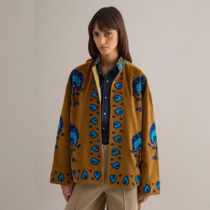 Nouvelle Veste Femme Bohème en Velours Brodé Suzani, Style Frais et Exclusif, Manteau d'Hiver Classique avec Doublure Intérieure, Blazer Chaud - Product Image 1