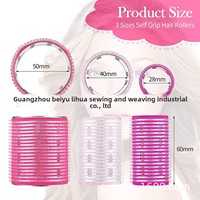 Bigoudis en nylon autocollants à noyau en aluminium et tiges de coiffage pour rehausser les racines (30mm/40mm/50mm) – Lot de 6 pour usage domestique