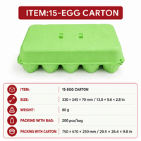 Boîte d'emballage en carton de pulpe verte personnalisée en gros, 6, 10, 15 trous, antichoc, de qualité alimentaire, pour œufs, avec logo