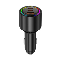 Chargeur de voiture 175W en gros avec chargeur de voiture 3-en-1, lumière LED, charge rapide, adaptateur USB C DC pour téléphone, tablette, chargeurs de voiture Type C