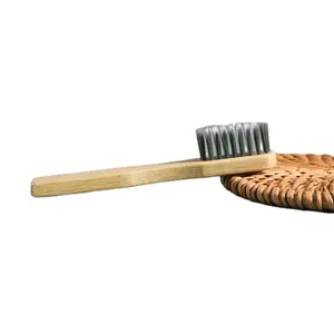 2024 Nova escova de dentes de bambu com cerdas de carvão, escova de dentes de bambu macia biodegradável com logotipo