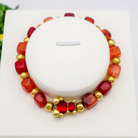 Bracelet en perles en forme d'ours mignonnes de couleur pierre naturelle avec cordon élastique en acier inoxydable, cadeau d'anniversaire DIY pour fille