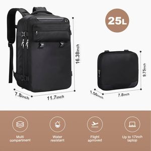 Sac à dos de voyage pour ordinateur portable avec poche pour chaussures, 25L, sac à dos cabine avec sac bandoulière détachable - Product Image 2