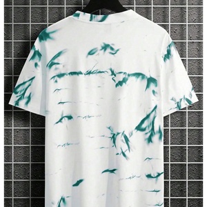 เสื้อยืดผู้ชายลายกราฟิกแบบ Tie Dye สำหรับฤดูร้อน ผ้าฝ้าย 100% คอกลม ทรงโอเวอร์ไซส์ แขนสั้น พิมพ์ลายตัวอักษร สไตล์ลำลอง - Product Image 4