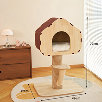 Arbre à chat en bois multi-niveaux avec maisonnette et griffoir en sisal pour animaux de compagnie