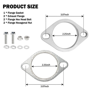 Kit de réparation de bride d'échappement en acier inoxydable de <span class=keywords><strong>2</strong></span>,25 po, bride de tuyau d'échappement antirouille à <span class=keywords><strong>2</strong></span> boulons avec boulons et joint, système d'échappement durable - Product Image 5