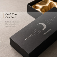 Boîte cadeau rigide noire mate avec couvercle et base, logo personnalisé, estampage à chaud argenté pour emballage de gâteaux de lune, vente en gros OEM