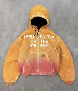 Logo kustom boxy fit berkerudung berat vintage 100% katun wax dicelup merah muda asam cuci jaket pudar bekerja bebek jaket kanvas pria - Product Image 6