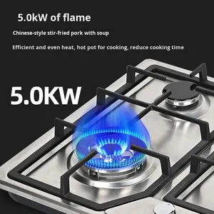 Table de cuisson à gaz encastrable <span class=keywords><strong>YTX</strong></span> Kitchen 60 cm en acier inoxydable, quatre brûleurs, allumage électronique, protection anti-flamme, garantie 5 ans, utilisation hôtelière - Product Image 5