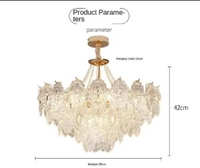 Lustre en cristal à plusieurs niveaux Boyid, LED 3500K blanc chaud, lampe suspendue en verre, finition cuivre laiton, décoration de villa