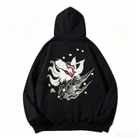 Sweat à capuche en coton épais, style streetwear, uni, oversize, vintage, noir, marque privée OEM