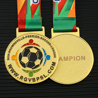 Médaille de sport en métal personnalisée en or, argent, bronze, émail doux, logo en forme 3D, football, soccer