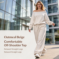 Ensemble décontracté deux pièces gris uni grande taille pour femme en molleton écologique respirant coupe ample longueur genou Printemps Automne