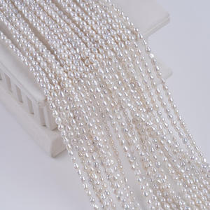 Chaîne de perles d'eau douce naturelles roses en forme de riz 3,5-4 mm Perles régénérées AK Produit semi-fini Perles en vrac - Product Image 2