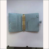 Portefeuille Organisateur en Cuir PU Effet Crocodile à 6 Anneaux, Multi-emplacements pour Cartes, Organisateur de Reçus et Billets, Planificateur à Feuillets Mobiles
