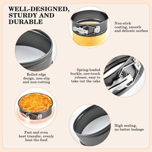 Round Springform Baking Pan 4 Inch Non Stick Removable Bottom For Cheesecake Pizza Baking - Product Image 3