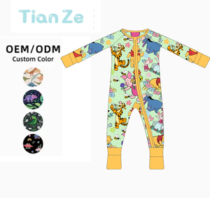 Toptan hazır gemi bambu örme bebek pijama sonbahar gizem kutuları rastgele baskılar ve fermuarlar ile - Product Image 3