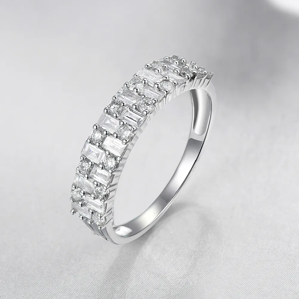 سكا سباركلي حقيقية الماس والمجوهرات خاتم الذهب 18K الرغيف الفرنسي قطع الماس الأبدية شريط خاتم الزفاف مع السعر