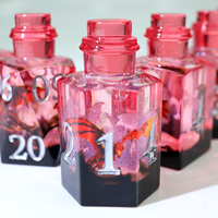 Bouteille de potion en résine faite à la main, ensemble de dés Cthulhu avec cœur liquide et motif dragon, police argentée pour jeu de table RPG - Bouteille de potion - 4