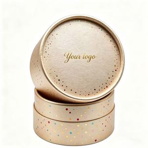 Boîte en papier cylindrique avec logo personnalisé, impression quadricolore et estampage à chaud doré pour parfum, huile essentielle, aliments, cosmétiques, aromathérapie - Product Image 1