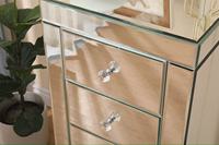 Table de chevet moderne miroir à 4 tiroirs avec poignées en cristal, finition champagne argenté, pour chambre et salon