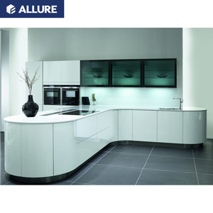 Allure Tall Cheap <span class=keywords><strong>Island</strong></span> <span class=keywords><strong>2</strong></span> Pac Layout Hotel completo in fibra senza maniglie armadio da cucina Design colore cina MDF durevole personalizzato - Product Image 4