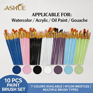 Ensemble de 10 pinceaux en nylon avec manche en plastique, pour <span class=keywords><strong>peinture</strong></span> acrylique, <span class=keywords><strong>gouache</strong></span>, huile, liner, <span class=keywords><strong>kit</strong></span> d'art - Product Image 1