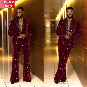 7xl Custom Logo 2 Stuks Heren Pak Banket Feest <span class=keywords><strong>Prom</strong></span> Hand-Toegepaste Strass Setting Past Luxe Voor Mannen - Product Image 2