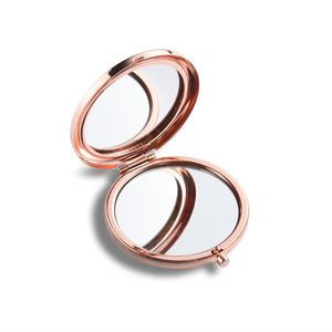 Promotional Gift Double Sides Custom Portable Folding Metal <b>Rose</b> <b>Gold</b> Cosmetic Pocket <b>Mirror</b> - Product Image 1