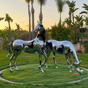 Abstracte Kunst Grote Paardensculptuur Ornament 304 Roestvrijstalen Tuindierdecoratie Gepolijste Techniek - Product Image 1