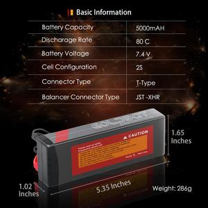 Manufacturer RC Lipo battery 2S 7.4v 5000mAh 80C car toys batteries pack with case hard high drain - Product Image 5