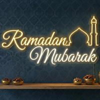 Enseigne néon personnalisée Ramadan Mubarak, décoration islamique pour la maison, lumière murale LED néon musulmane, enseignes néon personnalisées
