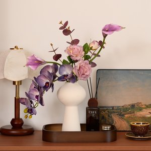 Ensemble d'orchidées Phalaenopsis artificielles en soie avec vase, style moderne, décorations de bureau pour salon et salle d'exposition - Product Image 4