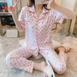 Mùa Thu Phụ Nữ Phụ Nữ Bộ Đồ Ngủ Sexy Dài Tay Áo + Quần Áo Ngủ Quần Áo Ngủ Pyjama Đêm Mặc