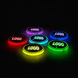 Customize Car LED Light Cup Holder Automotive Interior USB Colorful Atmosphere Light Lamp Drink Anti-Slip Mat Auto Product