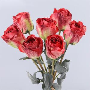 Ramo de Rosas Artificiales con 7 Tallos, Borde Deshilachado, Flores Vintage de Lujo para Decoración de Bodas, Hogar y Exteriores, Venta al Por Mayor - Product Image 1