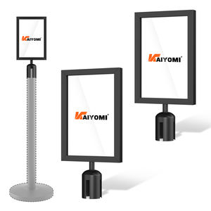 Support de signalisation vertical rétractable en acier inoxydable noir A3 A4 pour le contrôle des foules - Product Image 1