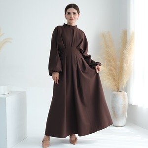 Modest Elegant Graceful Turkey Abaya Solid Color <strong>Dress</strong> Bubble Sleeves Robe <strong>Custom</strong> Woman Clothing for Women L255 - Product Image 5