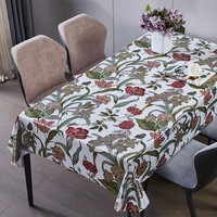 Nappe Rectangulaire en Vinyle RNPT Platinum Luxury White Butterfly Print Tulip Tropical, Nappe Anti-Taches, Nappe Carrée