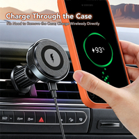 Support de voiture avec chargeur sans fil magnétique à charge rapide 15W, support de téléphone 360° °   Support de fixation pour grille d'aération de voiture pour téléphone et Android