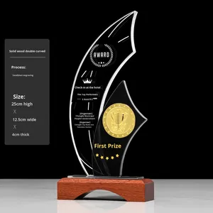 Nouveau trophée en verre cristal irrégulier, spécialement conçu, avec gravure et impression typographique, portable, pour <span class=keywords><strong>résumé</strong></span> intermédiaire d'entreprise - Product Image 2
