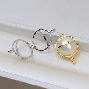 Pendentif globe planétaire en argent S925 coréen, pendentif cage, plateau vide pour perle non poreuse, accessoires DIY pour composants de bijoux - Product Image 1