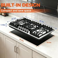 Kompor Stainless Steel 30/36-Inci 5 Tungku 37600 BTU Perlindungan Termokopel Terpasang Stainless Steel Untuk RV & Penggunaan Luar Ruangan 120V