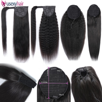 Extension de queue de cheval en cheveux humains naturels non transformés 100g perruque queue de cheval complète pince à cheveux brésilienne queue de cheval 22 pouces couleurs noir marron