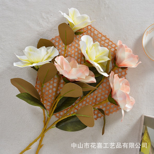 Flor Artificial de Magnolia, Rama Individual, Tacto Real, Plástico PVC/PU, Decoración para el Hogar, Navidad - Product Image 4