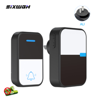 Sonnette sans fil cinétique RF433 SIXWGH sans batterie, bouton poussoir en acrylique, récepteur prise AU, 38 mélodies, 4 niveaux de volume pour maison et appartement